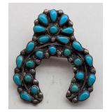 Navajo Turquoise Squash Blossom Brooch