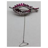 Fuchsia Stone Rhinestone Brooch