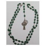 Green St Patrick Celtic Rosary Necklace