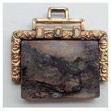 Gold Filled Moss Agate Pocket Watch Fob