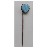 Edwardian Pave Set Heart Gold Filled Stick Pin