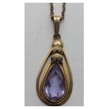 Art Deco Amethyst Pear Necklace