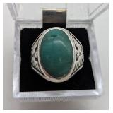 Bell Sterling Green Turquoise Eagle Ring