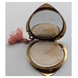 Brass Heart Shaped Makeup Compact