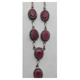 Sterling Silver Pink Rhodonite Stone Necklace