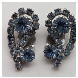 Continental Blue Rhinestone Clip-on Earrings