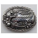 Sterling Silver Navajo Floral Belt Buckle