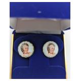 Limoges Hand Painted Porcelain Portrait Earrings