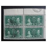 Newfoundland stamps coronation used Block 4 Sc 230