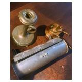 El Soufany, Brass Oil Burner Camping Stove, Primitive Punched Tin Candle Box