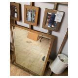 Contemporary Gold Metal Framed Wall Mirror W Integrated Sconces