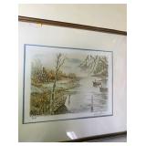 LE Framed Lithograph Landscape Print Bridge By Artist Frank Kaszas 