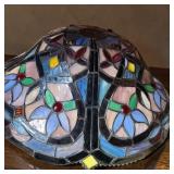 Tiffany-Style Stained Glass Lamp Shade W Floral & Jewel Design