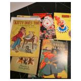 Vintage Childrens Books Programs Kitty Does Too, Treasure Island, Three Pigs