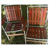 MCM Aluminum Lawn Chairs W Redwood Slats (Set of 2)