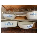 CorningWare Blue Cornflower Pattern White Ceramic-Glass Casserole Dishes Lids