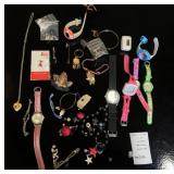Jewelry Lot - Wristwatches, Necklaces, Pins, Charms