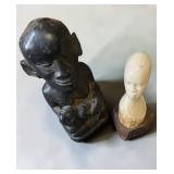 Hand-Carved African Congo Funerary Statue, Ivory Colored African Female Bust 