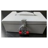 Grey Metal Combination Padlock Cash Box