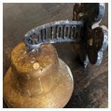 Bevin Bros Brass Dinner Bell W Four Leaf Clover Shaped Cast Iron Mount