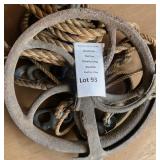 Primitive Agricultural Cast Iron Rope Pulley 