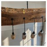 Rustic Farmhouse Chandelier From Reclaimed Wood Beam & Glass Mason Jars