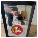 1976 Schmidts of Philadelphia Light Beer Wood Framed Advertising Bar Mirror