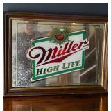 Miller High Life Bar Mirror W Classic Logo Champagne of Bottle Beer Slogan