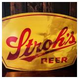 Strohs BeerGold & Red Plastic Advertising Sign