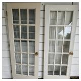 Pair of Traditional 15-Lite White Wooden French Doors