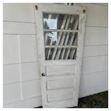 White 3-Lite, 3-Panel Architectural Salvage Exterior Craftsman-Style Wood Door