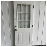White 9-Lite Half-Glass Metal Exterior Utility 2 Panel Raised Square Entry Door 