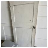 White Antique 2-Panel Wooden Farmhouse Architectural Salvage Door W Knob