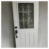 White Metal Front Door W Leaded Glass Insert W Octagons & Diamond Designs