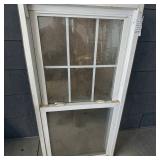 White Vinyl Double-Hung Window W Colonial Grid Pattern & Clear Sash Design