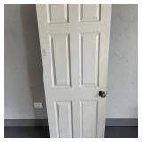 White Wooden 6-Panel Interior Door W Metal Door Knob