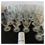 Anchor Hocking Boople:Berwick Etched Laurel Leaf Stemware W:Bubble Bead Feet 