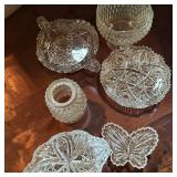 Indiana Glass Diamond Point Fairy Lamp, Diamond Point 3-Footed Bon Bon Bowl
