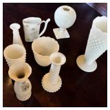 Milkglass Hobnail Pattern Glass Pieces, Karlovy Vary Spa Sipping Cup