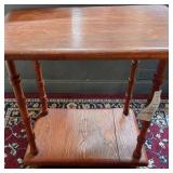 2-Tier Wooden Side Table W Turned Spindle Legs 