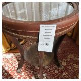 1920s Sheraton Revival Mahogany Side Table W Circular Glass Top