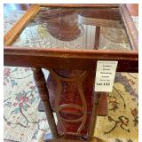 Antique Oak Victorian Etagere W:Decorative Glass Top Insert