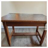Antique Wooden Work Table W Lower Stretcher Shelf