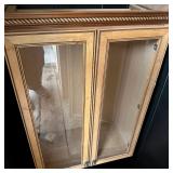 Blond Wood 2 Door Glass Curio Display Cabinet W Rope Carved Trim