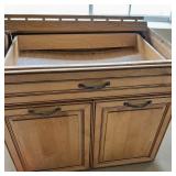 Light Maple Wood Raised Panel 2 Door Cabinet W Top Drawer & Bronze Arch Pulls