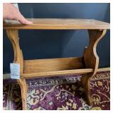 Natural Wood Console Readers Library Table W Built In Magazine Book Shelf