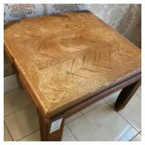 Oak End Table W:Parquet Herringbone Pattern 