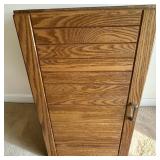 Oak Tambour-Door Slatted Front Ice Box:Storage Cabinet 