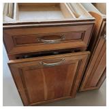 Traditional Raised Panel Stained Wood Kitchen Vanity Base Cabinets W Bow Pulls