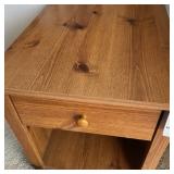 Wood Nightstand:Side Table W:Single Drawer & Lower Shelf